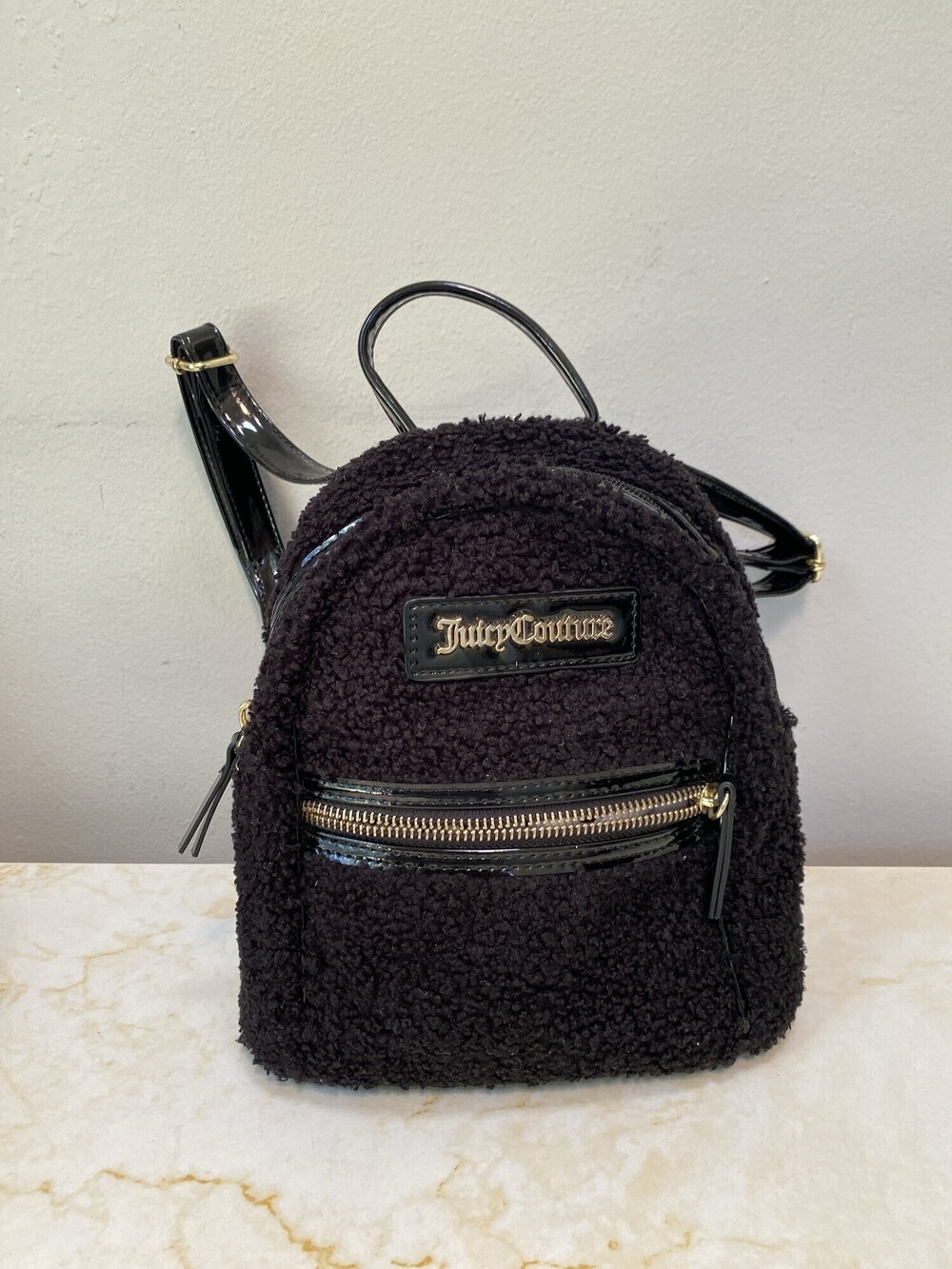 New Juicy Couture Black Teddy Sherpa Mini Backpack